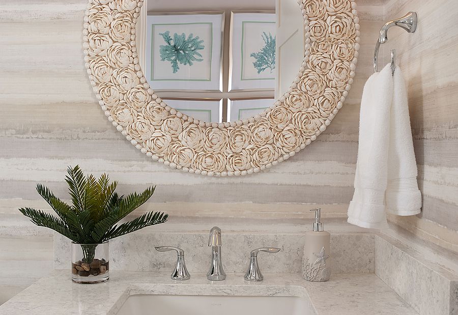 A powder room is a great place to experiment with wallpaper.